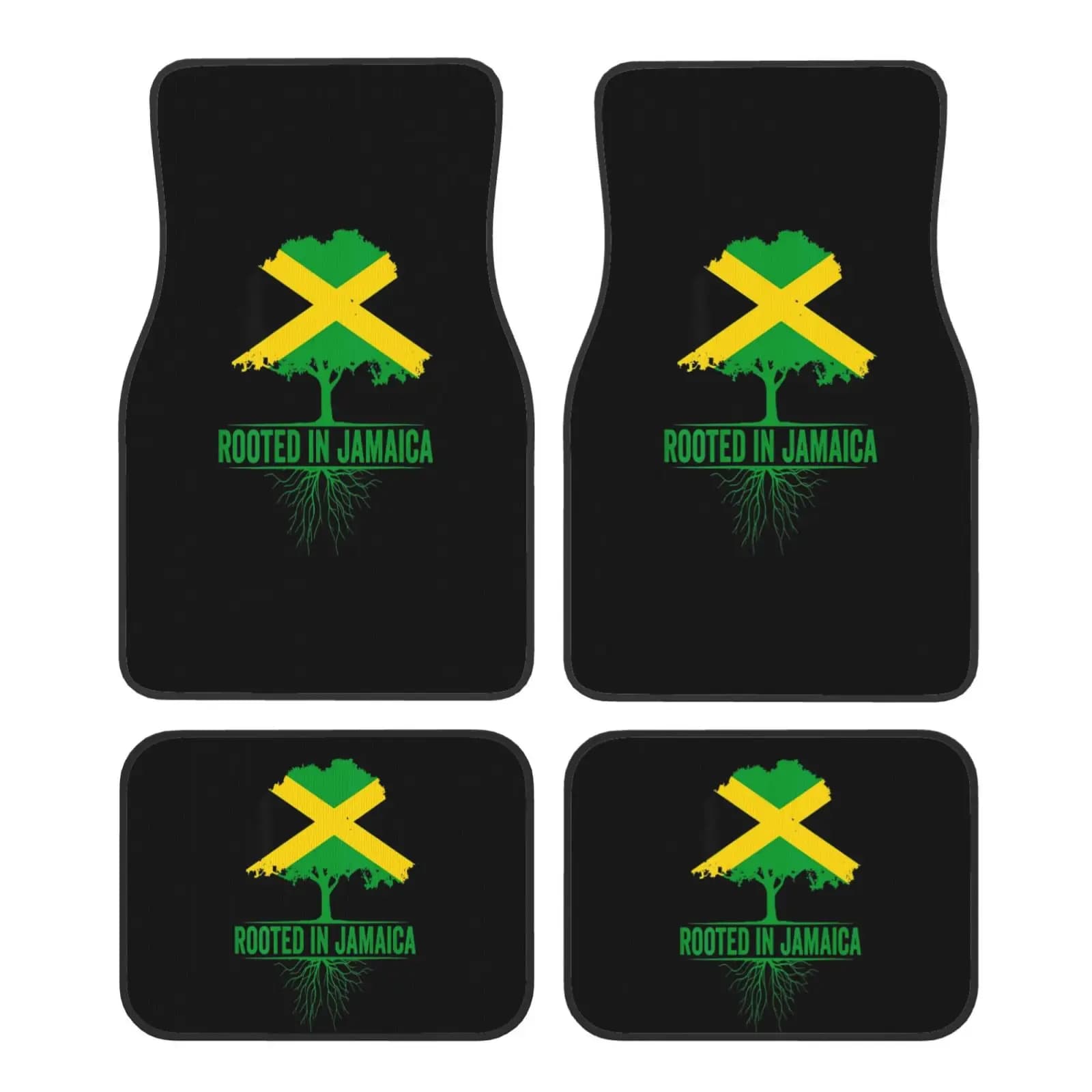 Rooted in Jamaica Tappetini per auto Tappeti antiscivolo Tappetini per auto anteriori e posteriori Set di 4 pezzi Accessori per auto Decor