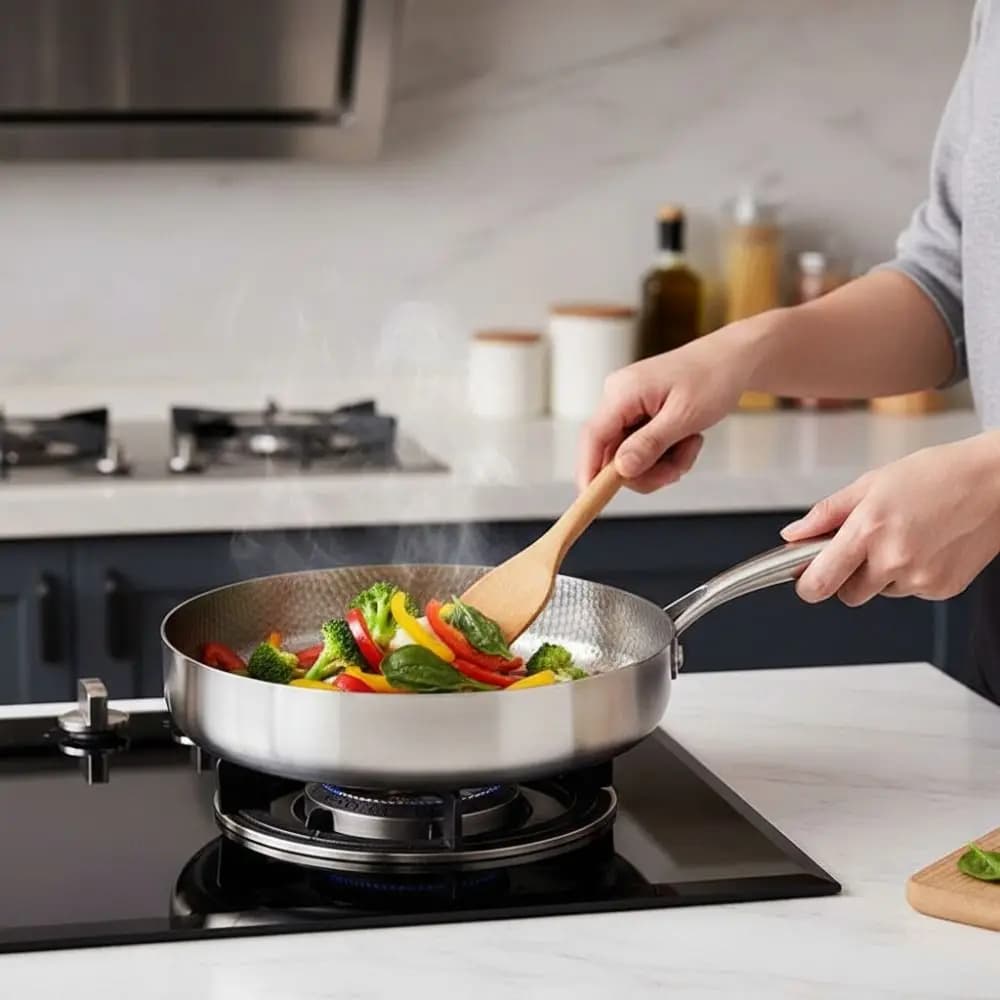 Titanium Alloy Hammered Texture Frying Pan Uncoated Fast Heating Non-stick Pot Scratch Resistant Wear-resistant Fried Wok