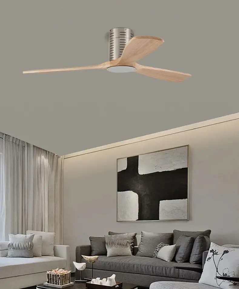 Ventilatori da soffitto con luci Ventilatori da soffitto in legno massello da 52 pollici Motore DC reversibile remoto Ventilatore elettrico Sala da pranzo Camera da letto Interno