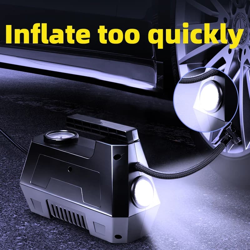 Pompa Gonfiagomme per Auto 12V, Comoda Pompa Elettrica Cablata per Gonfiaggio Pneumatici Auto