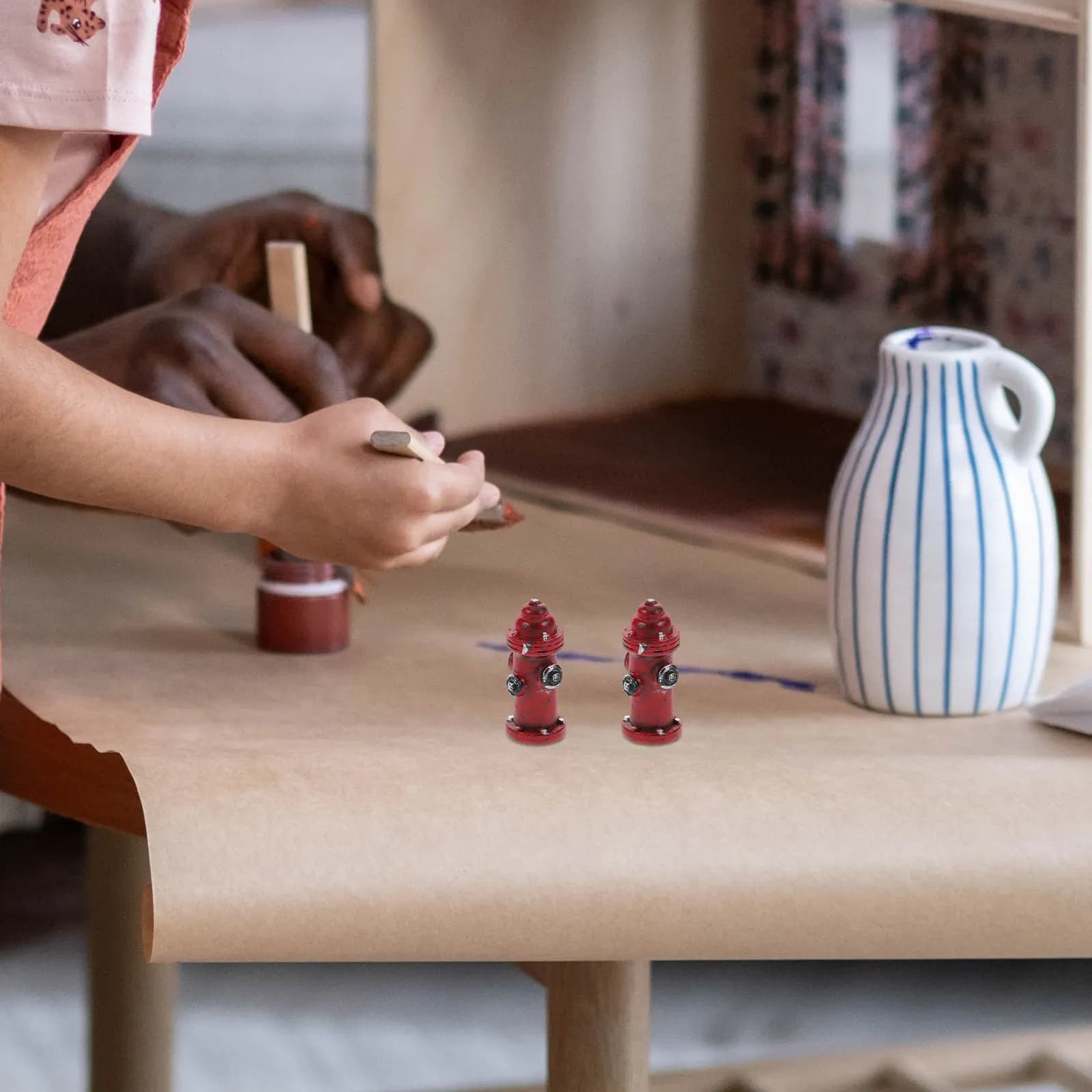 2 Pezzi Mini Statua in Resina a Forma di Idrante Antincendio, Decorazione per Torte, Accessorio per Micro Paesaggi, Idrante Antincendio per Torte
