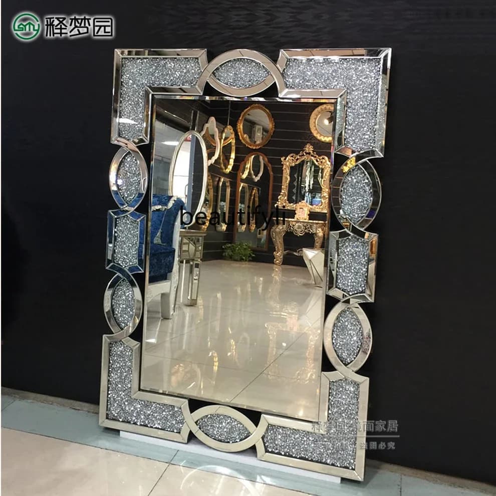 A50 Specchio decorativo per ingresso europeo e americano quadrato moderno leggero di lusso, specchio da parete per bagno camera da letto spogliatoio mi