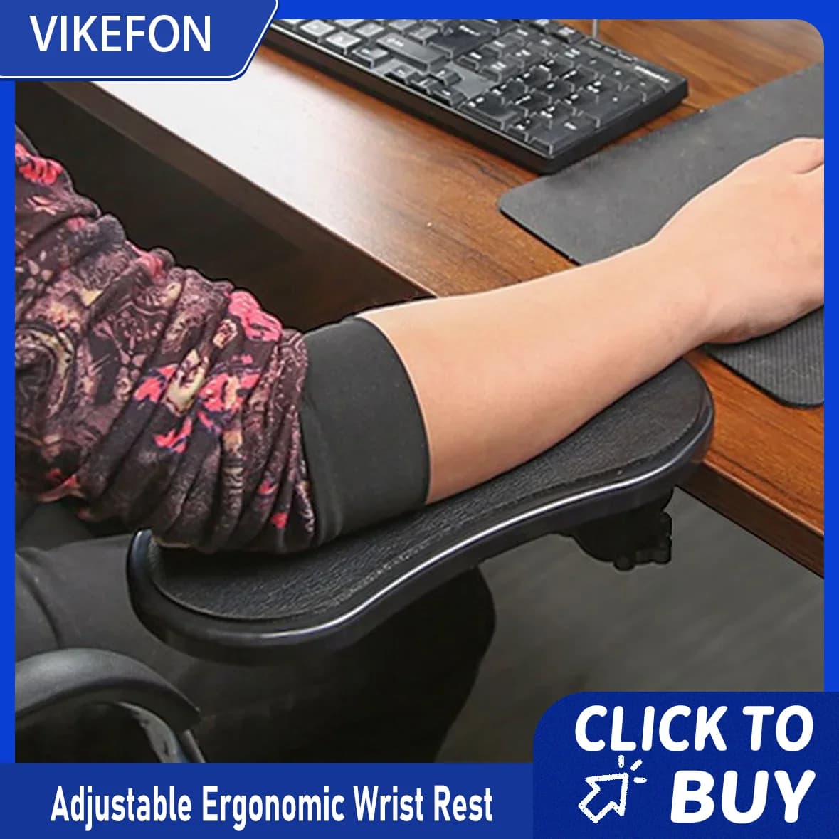 Supporto per braccio per computer da scrivania, poggiapolsi ergonomico regolabile per tastiera, estensore per bracciolo, supporto girevole per tappetino mouse