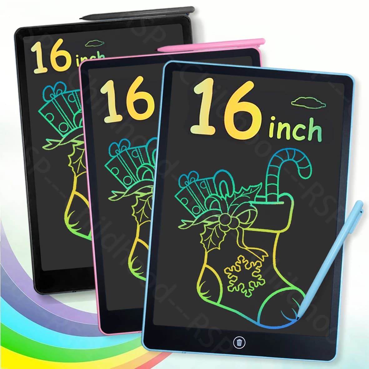 Tavoletta da scrittura LCD da 16 pollici Tavolo da disegno a colori Lavagna elettronica Doodle Tavoletta per scrittura a mano Giocattoli educativi Regali perfetti per bambini
