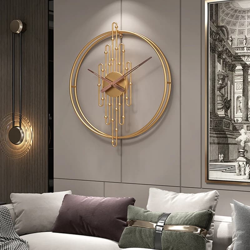Luxury Retro Iron Large Wall Clock Nordic Dining Room Bedroom Home Wall Decor Clock Modern Office Gold Silent Watch D70cm HQ414