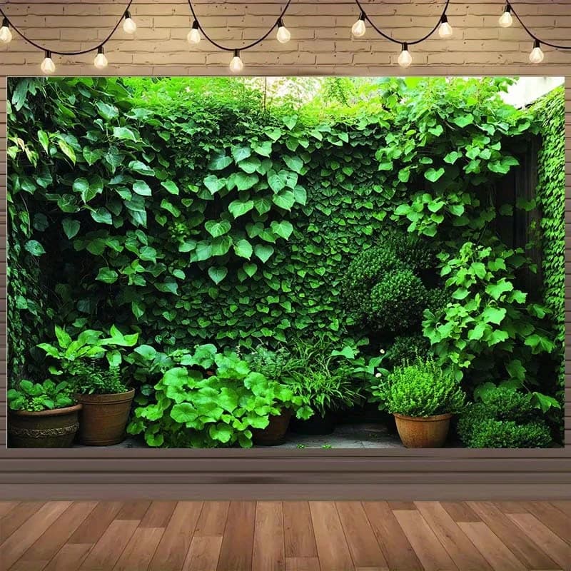 1 pezzo di pianta verde e vaso per fiori con sfondo naturale a tema erbe - per compleanni, celebrazioni all'aperto e festival