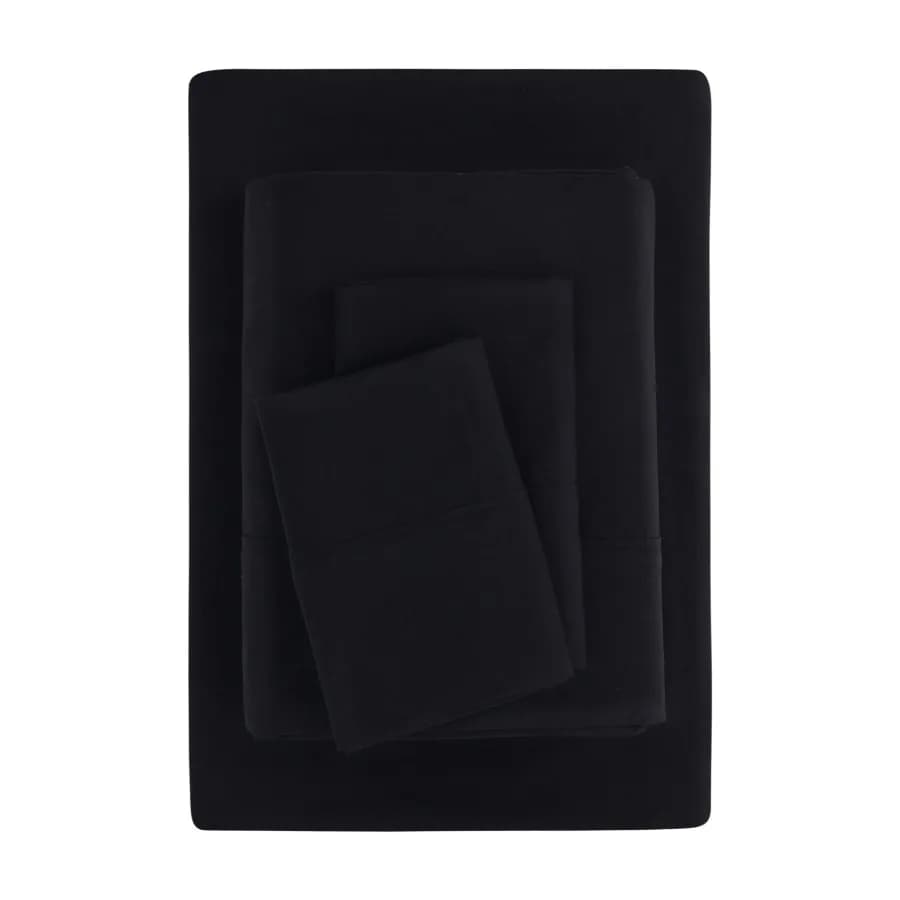 Super Soft Brushed Microfiber Bed Sheet Set Rich Black King 4 Piece
