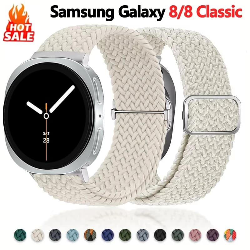 Cinturini ad anello intrecciati per Samsung Galaxy Watch 8 Cinturino 40mm 44mm Cintura in nylon regolabile Bracciale correa Samsung watch 8 cinturino classico