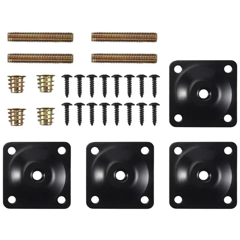 AAAF 4 Pz/set Mobili Gamba Piastre di Montaggio Divano Gamba Piastre di Fissaggio M8 Gancio Bulloni Viti Adattatori Piastre di Metallo Staffa Kit