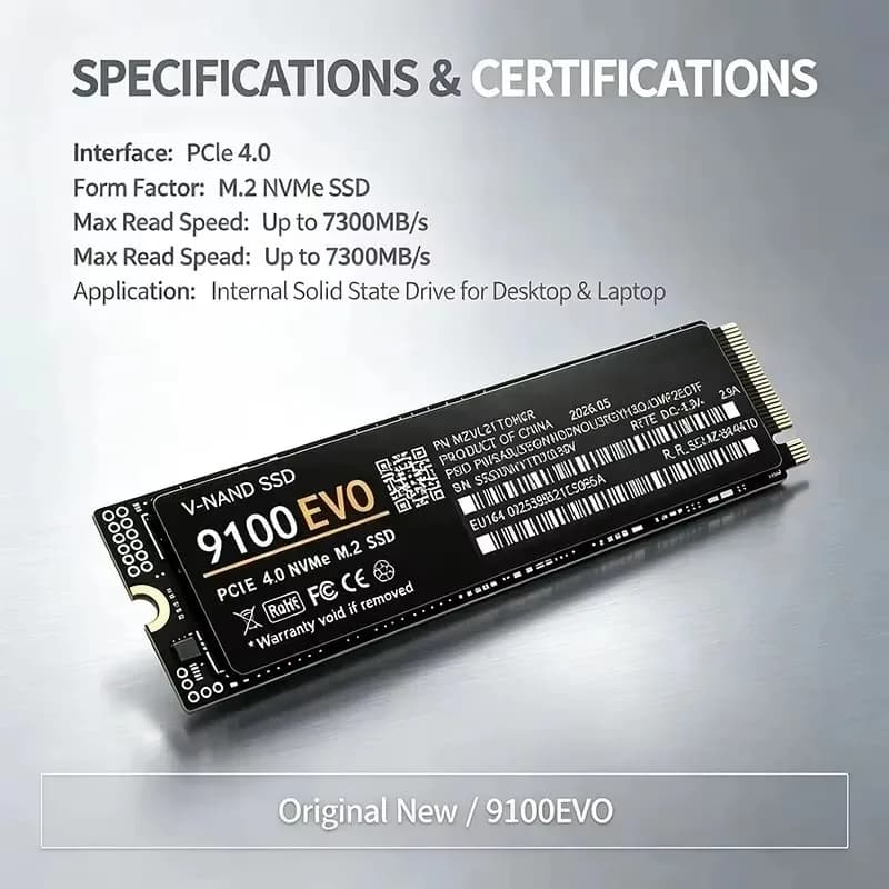 PCIe 5.0 Gen5 NVMe M.2 2280 SSD 1TB 2TB Internal Solid State Drive for Laptop Desktop Gaming PC Hard Disk