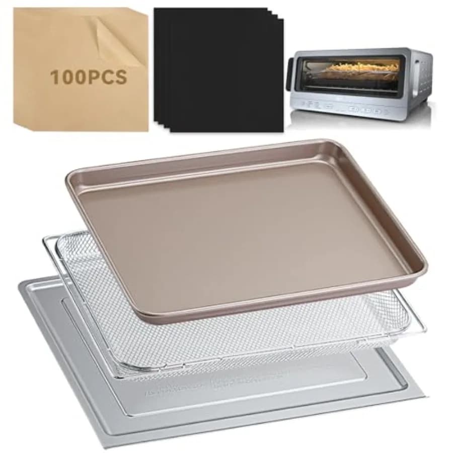 Set di Accessori per Friggitrice ad Aria Ninja Flip Toaster Oven, Include Vassoio Raccogli-Briciole, Teglia da Forno, Cestello per Friggitrice ad Aria, 4 Rivestimenti per Forno e 100 Pezzi