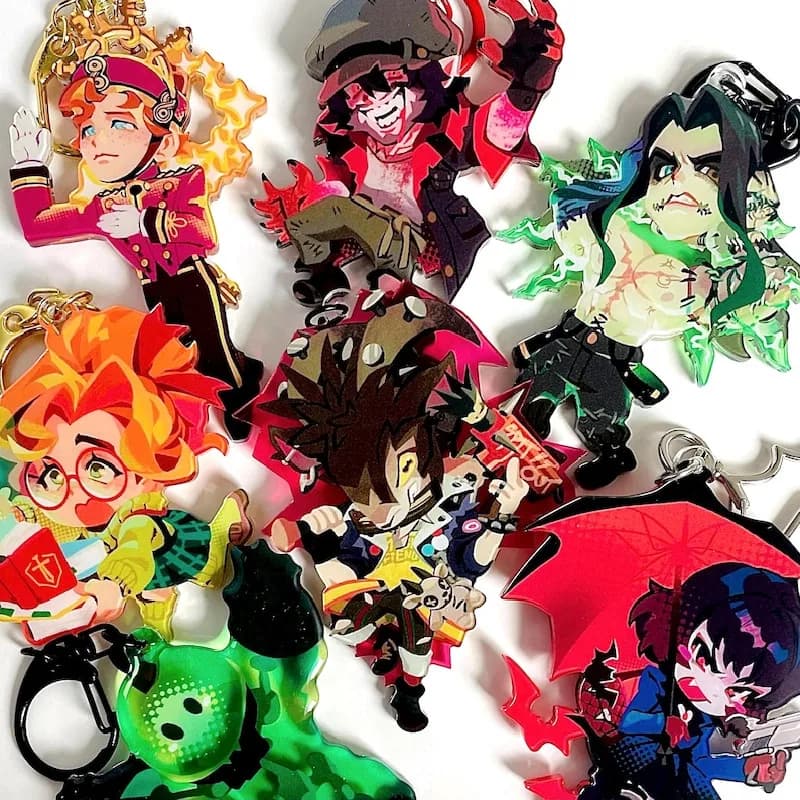 Portachiavi in acrilico Deadlock Game, ciondolo con personaggio Chibi, portachiavi bifacciale, charm per borsa e zaino, regalo per gamer da collezione