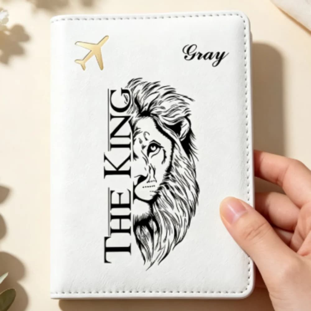 Customized Name Football Letter Passport Holder, Lion Graffiti Travel Passport & Personalized Letter ID Case