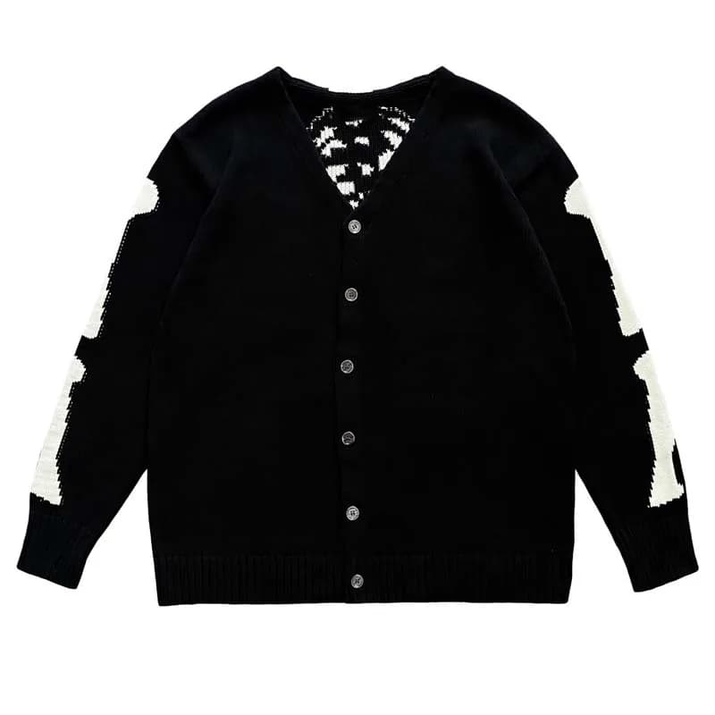 Kapital Vintage Hirata Bone Skeleton Retro giapponese vento piercing maglione con cappuccio lavorato a maglia per uomo cardigan alla moda