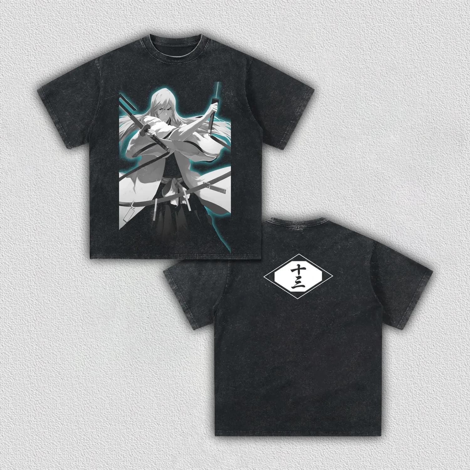 Jushiro Ukitake BLEACH Retro T-shirt Manga Printed Vintage Washed Oversized T Shirt Men Clothing Casual 100% Cotton Tees Tops