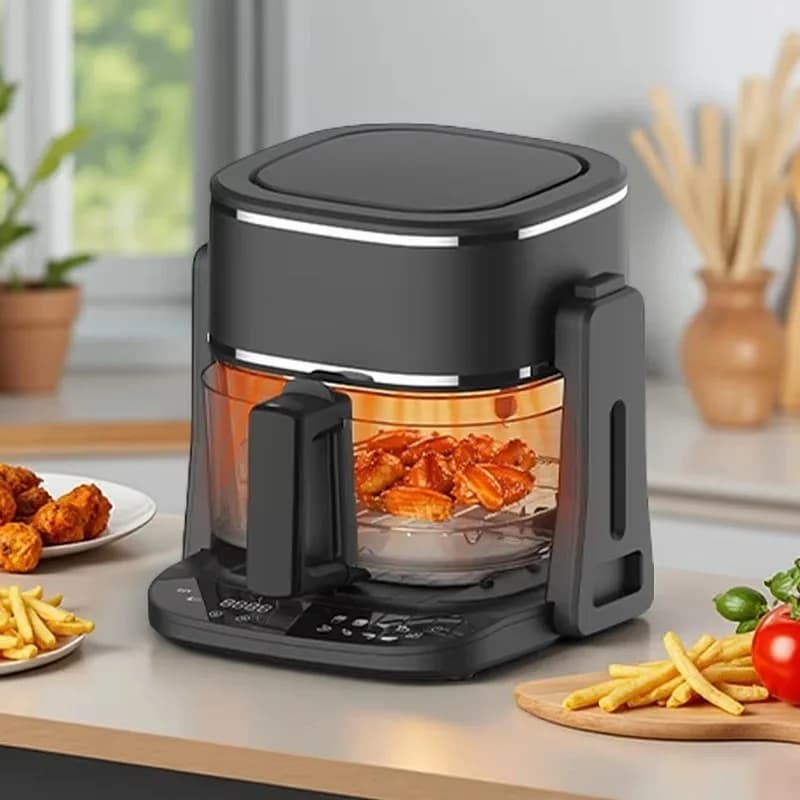 Factory Stainless Steel Digital Air Fryer 4.5L Electric Glass Steam Air Fryer Oil Free