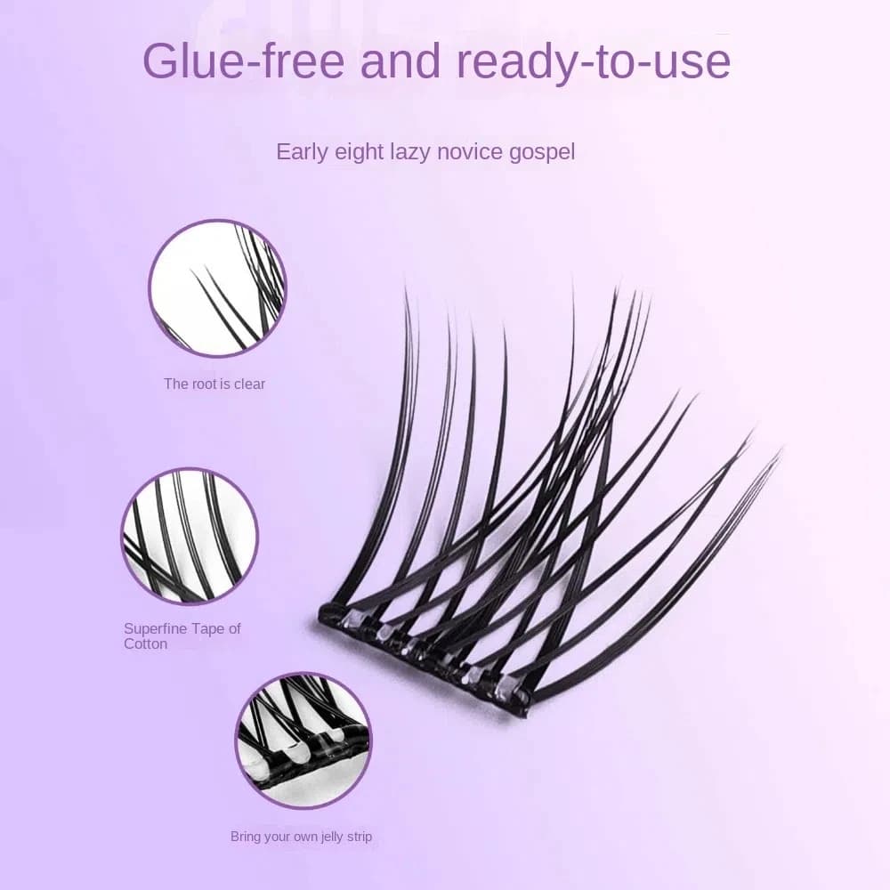 Ciglia a Ciuffetti Morbide Senza Colla, Extension Ciglia Individuali Autoadesive, Ciglia Finte per Trucco, Densi