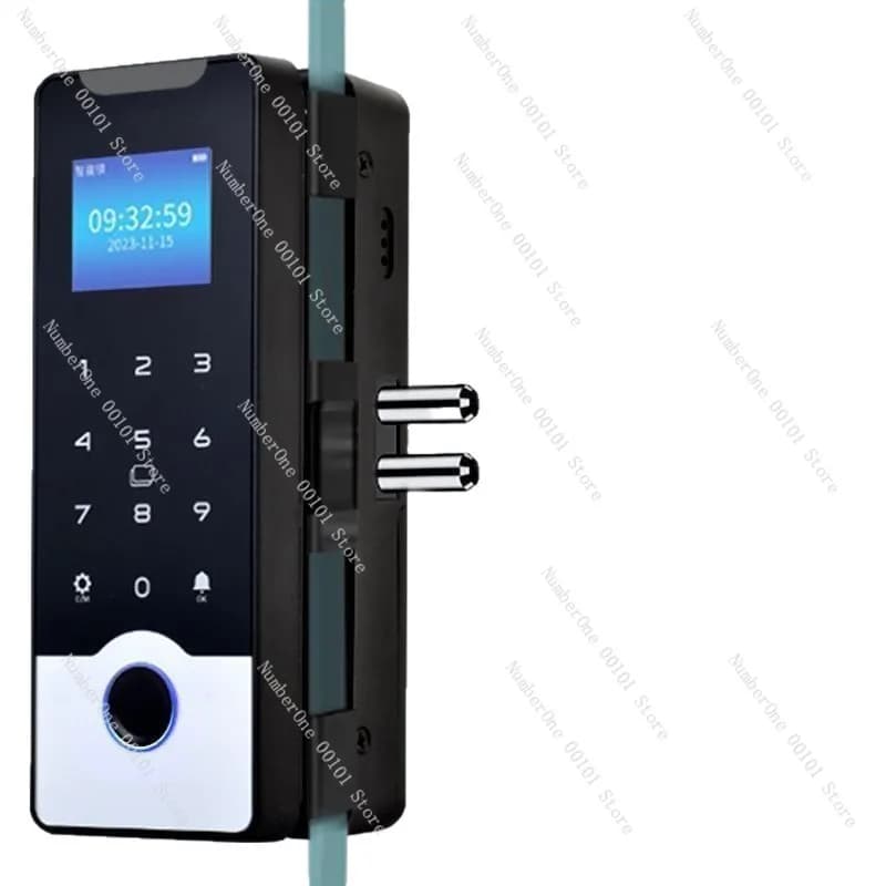 Serratura Intelligente per Porte in Vetro con Cornice, Serratura Biometrica per Ufficio Senza Foratura con Installazione su Telaio