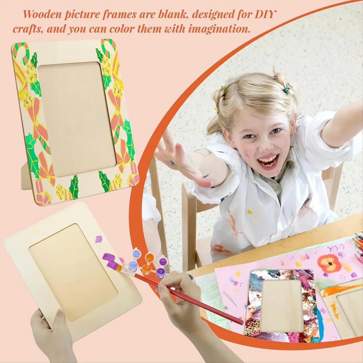 Pack of 10 frames made of unfinished wood for 6 inch photos, set of frames for standing postcards