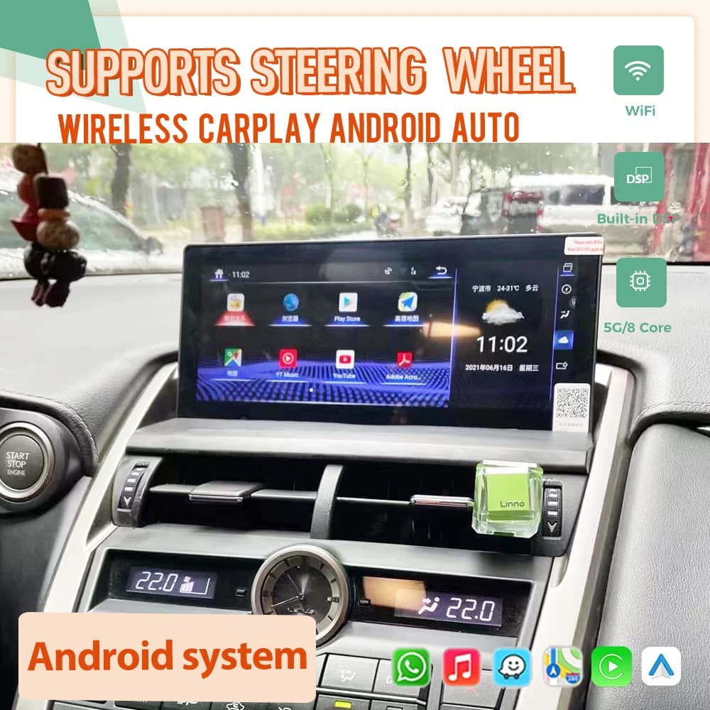 10.25 "Per Lexus NX NX200 NX200T 300h 2014 - 2021 Android 13 Auto Stereo Schermo 4G Wifi Radio di Navigazione GPS Carplay Multimediale