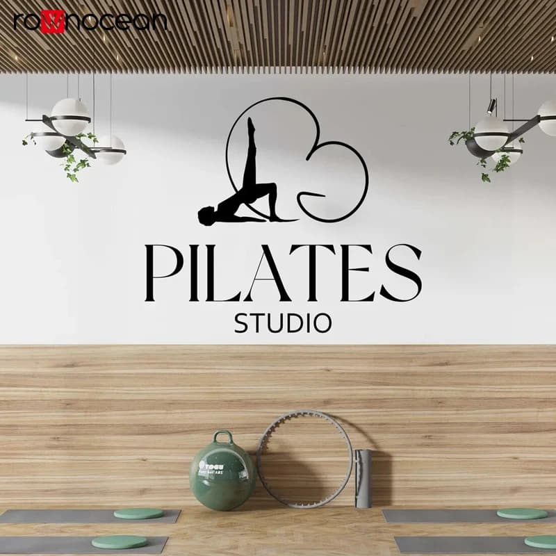 Adesivo da parete Pilates Yoga Art decalcomania Palestra Wall Art Decorazione meditazione 4D40