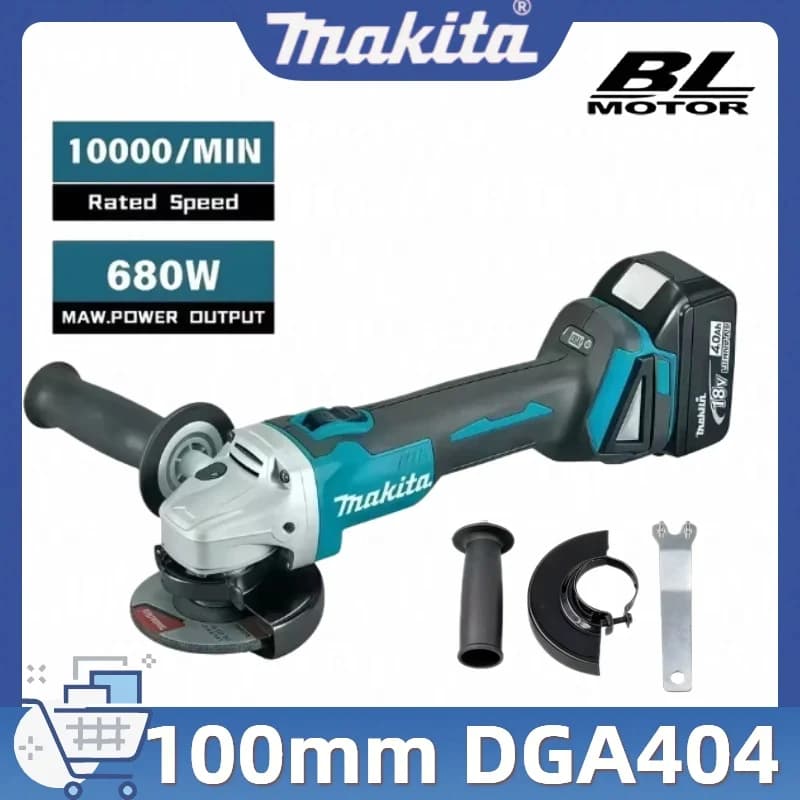 Smerigliatrice Angolare Originale Makita DGA404 100mm, 720W, IP54 Resistente a Polvere e Acqua, per Taglio Metallo e Calcestruzzo, Compatibile con Batteria Makita 18V