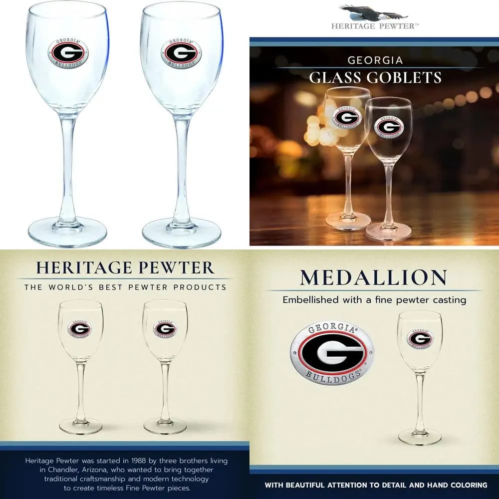Set di 2 Calici da 12 oz dei Georgia Bulldogs - Bicchieri da Vino in Vetro Inciso