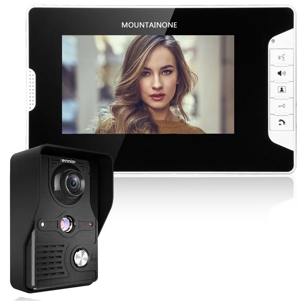 MOUNTAINONE 7 ''TFT LCD cablato videocitofono sistema di sblocco Kit videocitofono campanello telecamera IR antipioggia per la casa Villa
