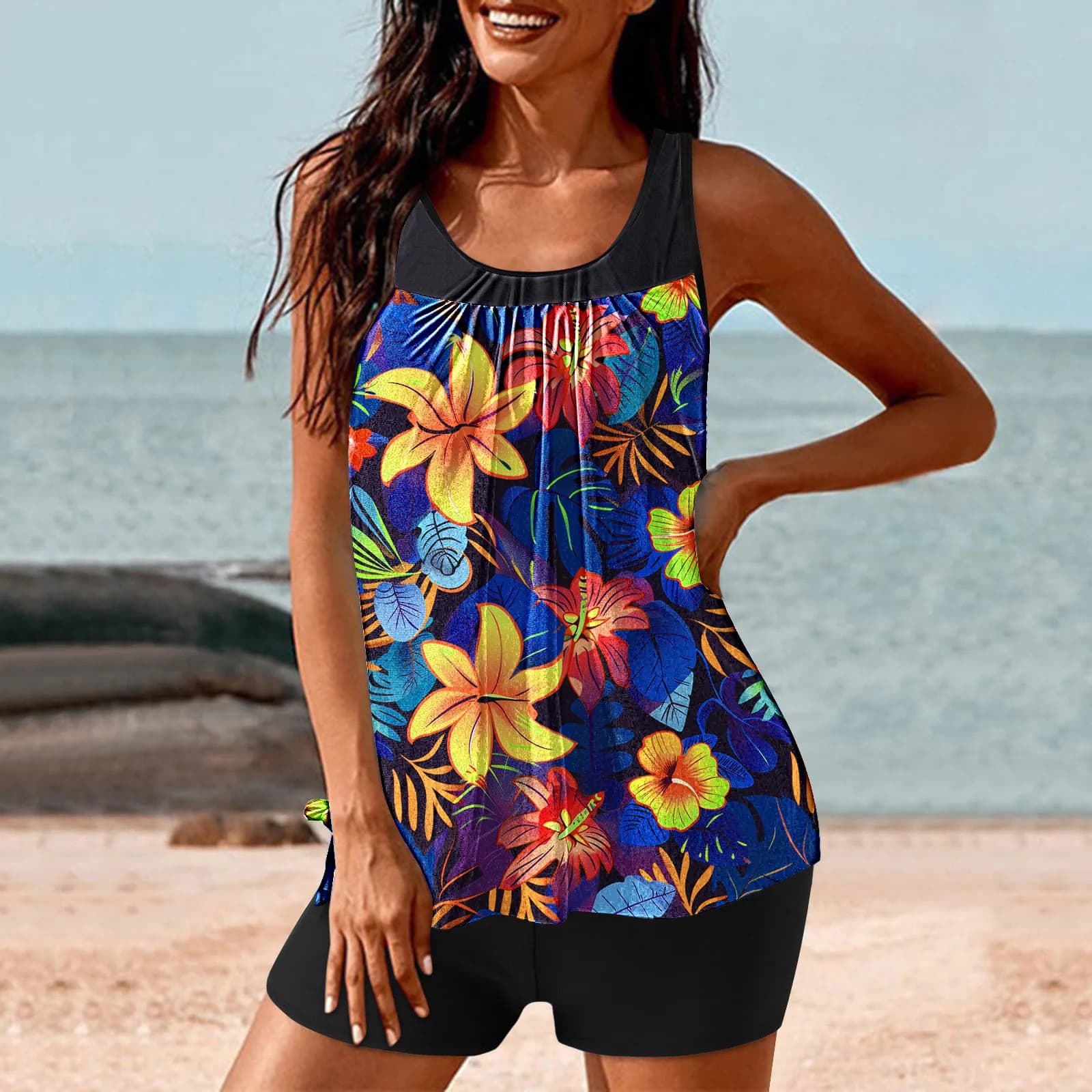 2026 Tankini floreale Due pezzi Pinted Costume da bagno Donna Costumi da bagno vintage Bagnanti femminili Costume da bagno Costume da bagno Beachwear