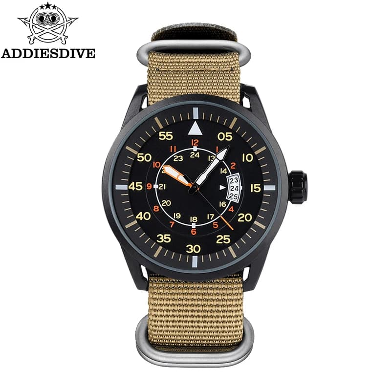 ADDIESDIVE Men's Watch Open Air Sport High Quality Essential 50m Waterproof Nylon Strap Fashion Quartz Watch Reloj Casual