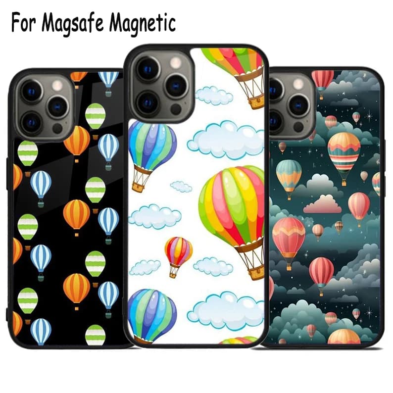 Cover Magnetica Wireless Sky Colorful Hot Air Balloons per iPhone 17 Air 15 16 16e 14 13 11 12 Pro Max Plus con MagSafe