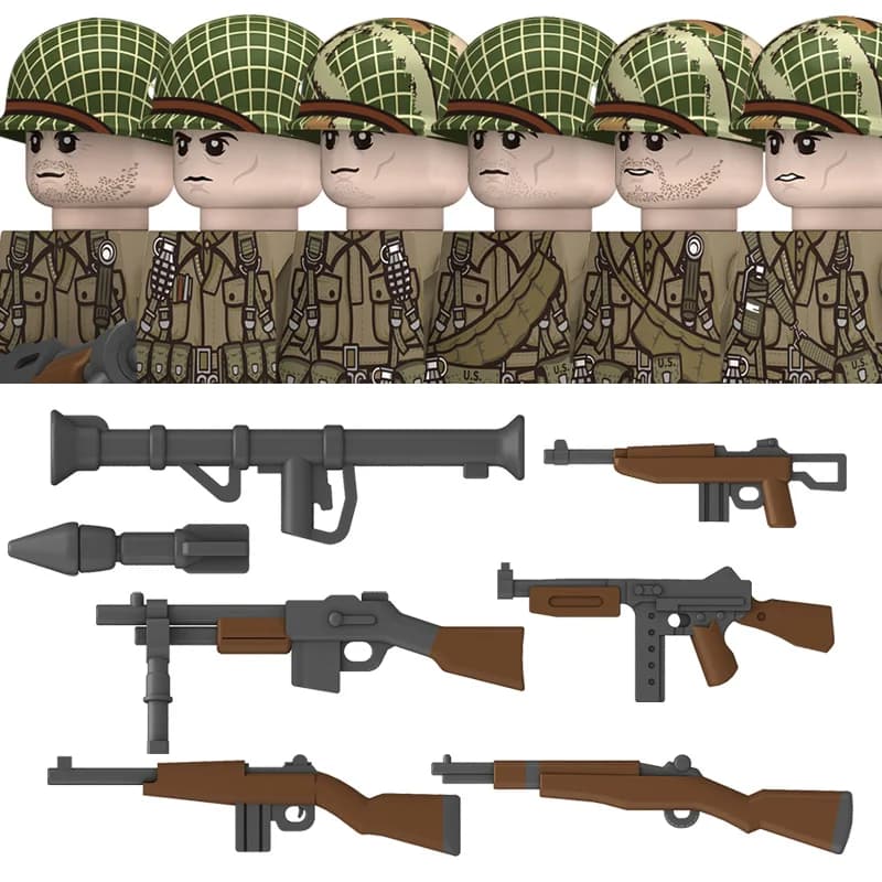 WW2 US 101st Airborne Division Soldati Militari Building Blocks Air Force Army Infantry Bazuca Armi Accessori Mattoni Giocattoli