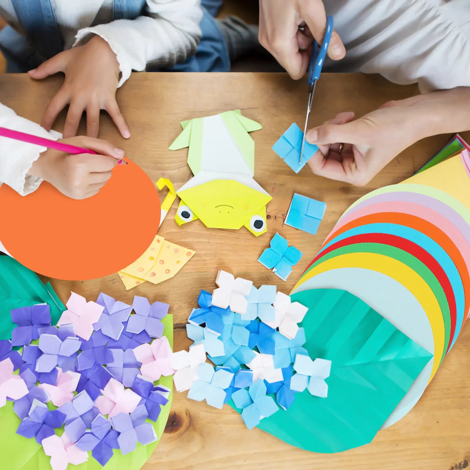 500 Sheets Circular Origami Paper Colorful DIY Craft Paper for Beginners Creative Decoration Crafts Present Making Art Projects