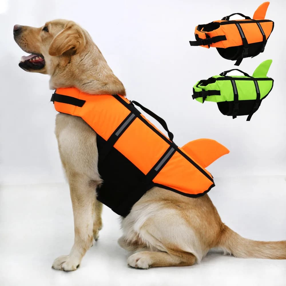 Giubbotto di salvataggio per cani con manico di salvataggio, giubbotto di salvataggio riflettente per cani per nuoto, cuccioli in barca per cani di piccola taglia, media e grande