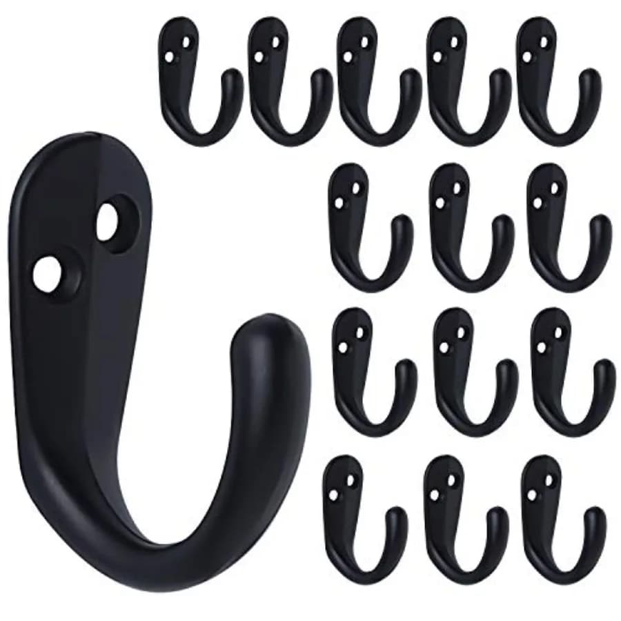 15PCS Coat Hooks Wall Mounted Single Prong Robe Hook for Hanging Towel Hooks with 30 Screws for Bags, Hat, Cap, Scarf, Cup
