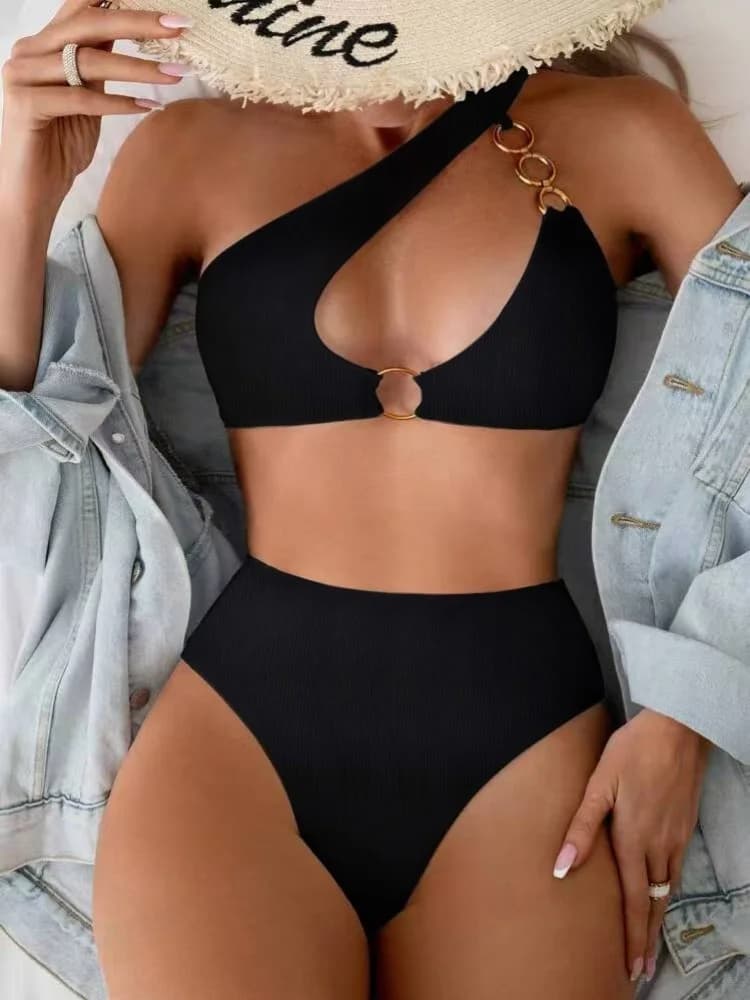 Bikini Costume da bagno donna 2026 Nuovo Solid Sling a costine Bikini Set Perizoma sexy Costumi da bagno Estate Due pezzi Beachwear Costume da bagno femminile