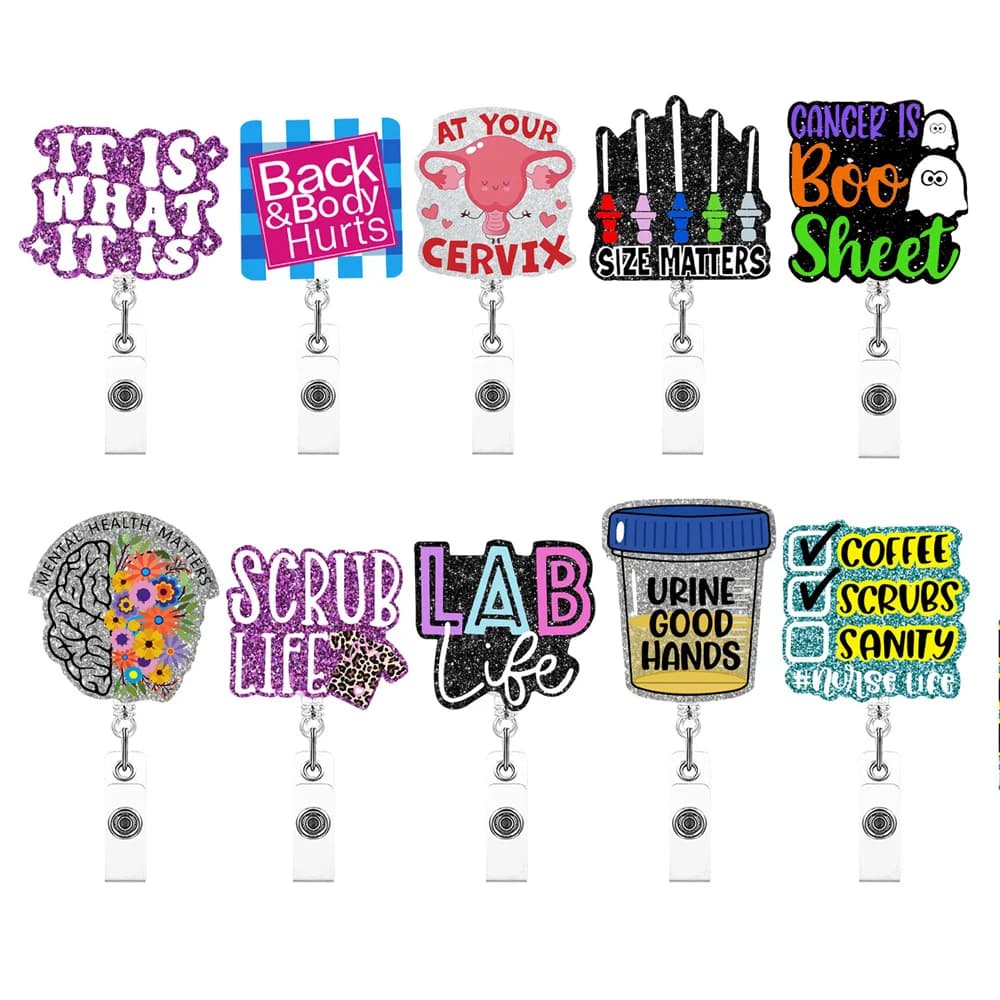 Clip per bobina di Badge sul petto in acrilico retrattile lettera per infermiere medico creativo facile da tirare porta Badge con fibbia telescopica multifunzionale