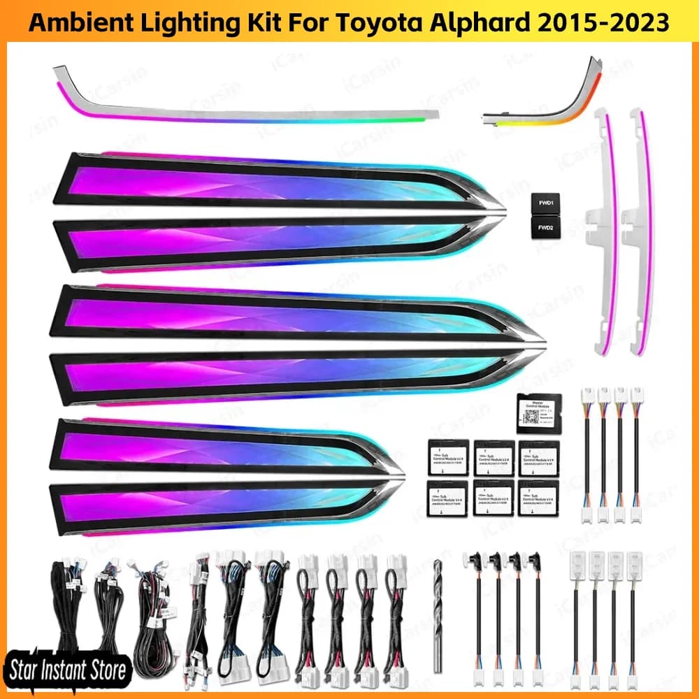 Crystal ICarsin Upgrade 256 Colors Led Car Interior Ambient Lighting for Toyota Alphard 2015-2023 Strip Accessories RHD/LHD
