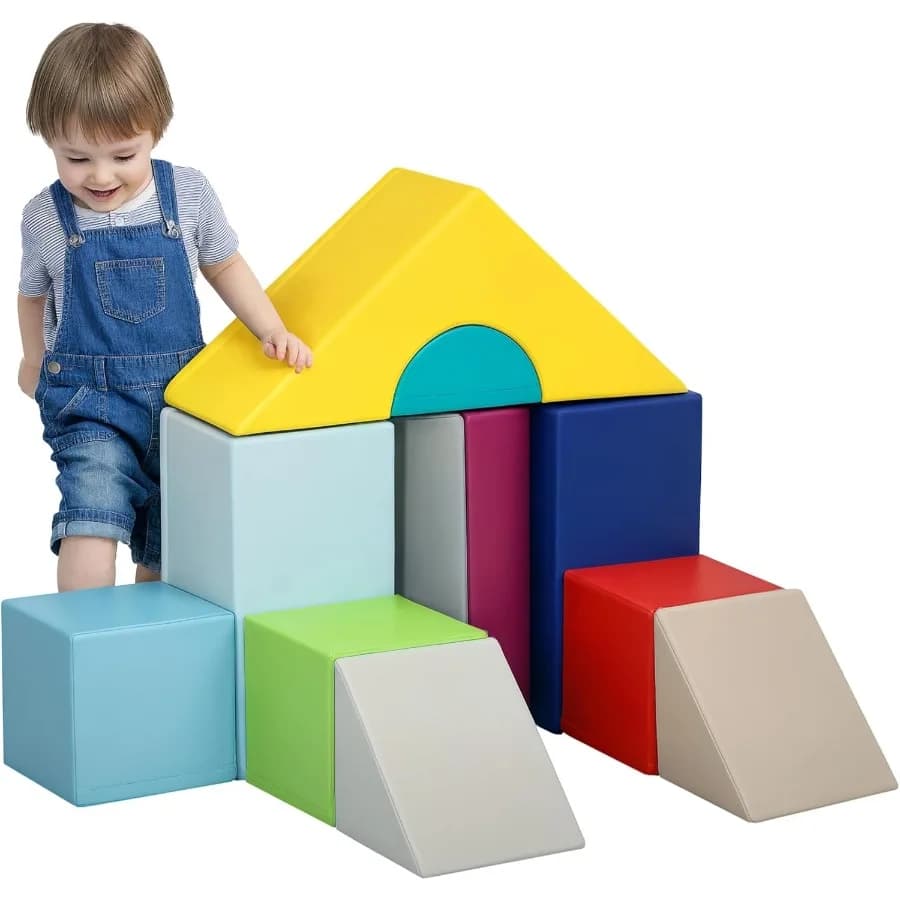 Blocchi da arrampicata in schiuma per bambini piccoli, set da gioco in schiuma morbida per bambini da 11 pezzi, set da gioco per attività di arrampicata e gattonare, blocchi da costruzione per 1 età