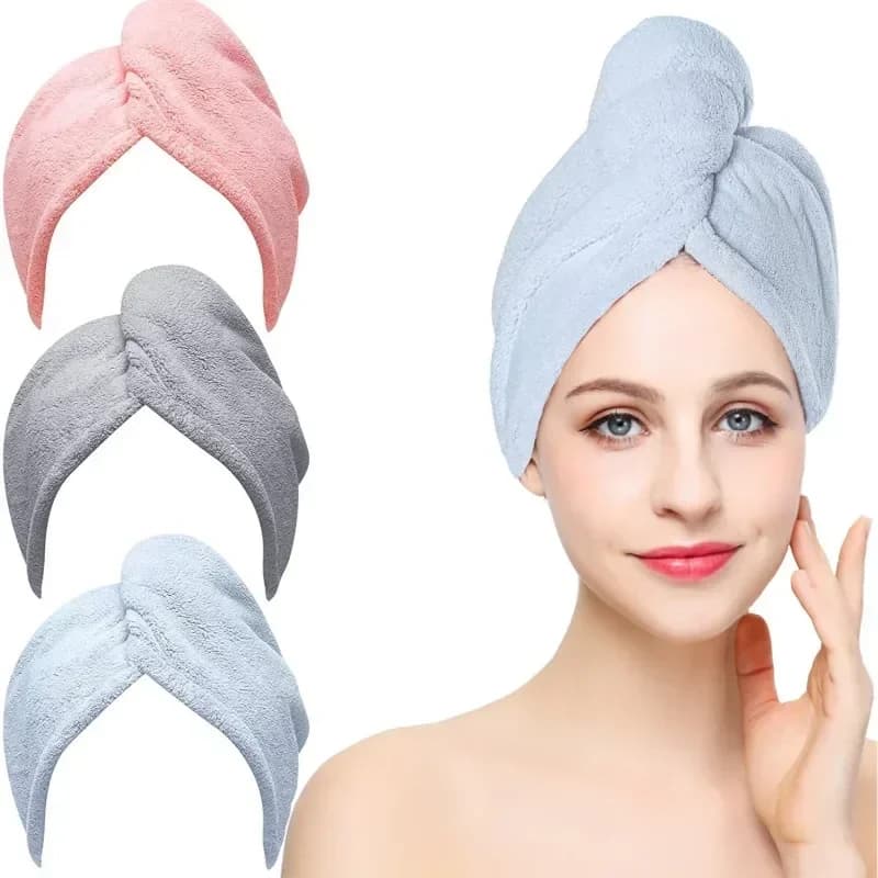 Hair Drying Towel For Dry Hair In Microfiber Hair Drying Strong Water Absorbent Triangle Shower Hat Towel for Hair Tool