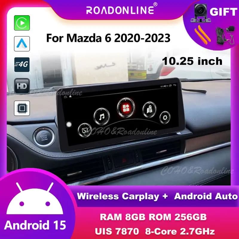 Per Mazda 6 2020-2023 Autoradio Android 12 Octa Core 10.25'' 1920*720 8+256G GPS Lettore Multimediale per Auto