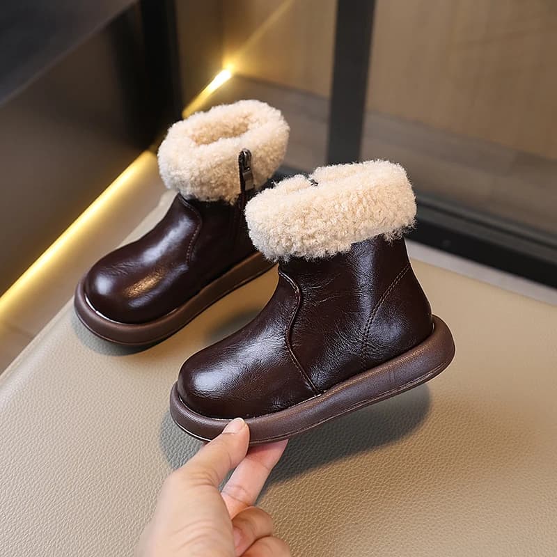 Stivali invernali in cotone per ragazze semplici da esterno Classici stivali termici alla moda per bambini neri marroni Stivaletti per bambini Scuola calda pelosa
