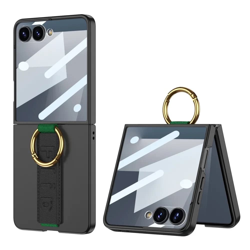 Ultra Thin Matte Case for Samsung Galaxy Z Flip 7 6 5 Metal Ring Holder Stand Skin-Friendly Plastic Hard Protection Back Cover