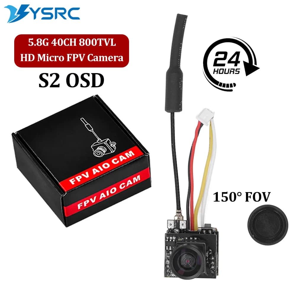 FPV RC Micro Macchina Fotografica S2 OSD AIO 5.8G 25MW 40CH 800TVL Trasmettere LST-S2 + FPV Macchina Fotografica Con Parti OSD Per FAI DA TE RC Modello Drone Auto