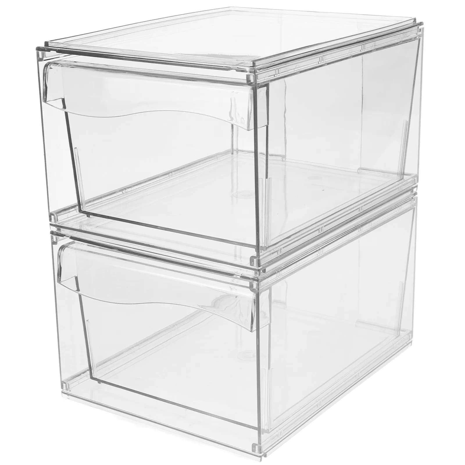 Set di 2 Scatole Portaoggetti in Acrilico Stile Cassetto, Organizer da Scrivania Elegante e Salvaspazio per Trucchi, Ideale per Scrivania, Toeletta e Bagno