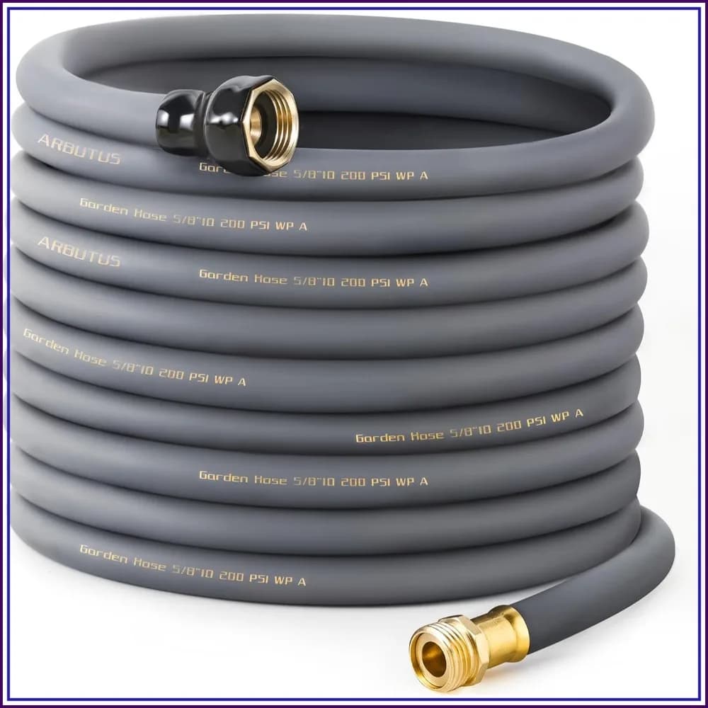 Heavy Duty Rubber Garden Hose 5/8" x 100ft, 600 PSI Burst, Flexible Water Hose for Yard, Car Wash, Pets