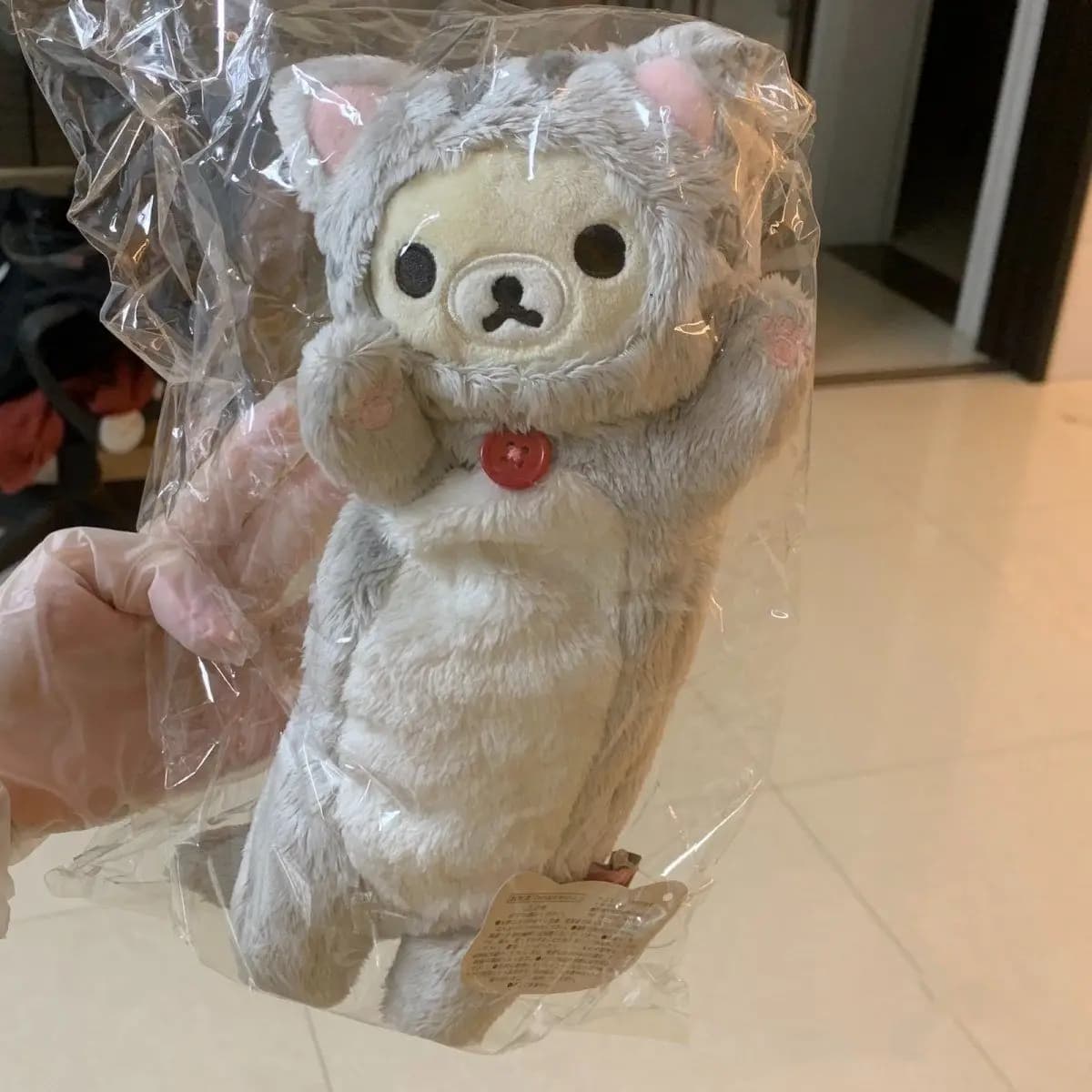 Nuovo Astuccio Portamatite in Peluche a Forma di Gatto Trasformato in Orsetto Rilakkuma Giapponese, Grande Capacità, Borsa Portaoggetti Portatile, Regalo