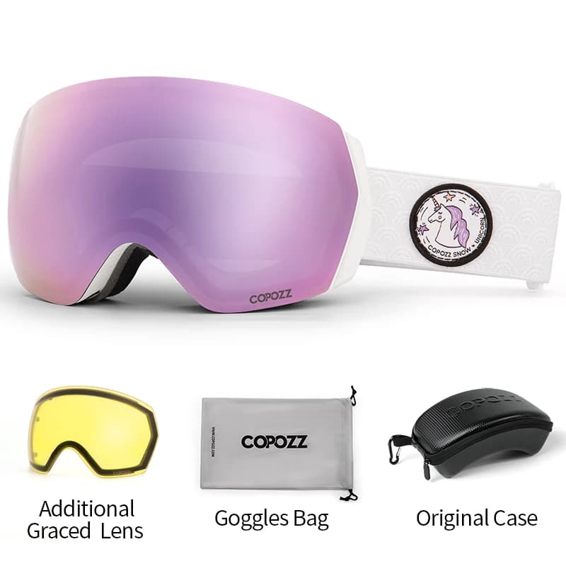 COPOZZ Occhiali da sci Uomo Donna UV400 Occhiali da sci antiappannamento Occhiali da neve Occhiali da snowboard per adulti con lenti gialle notturne e set di custodie