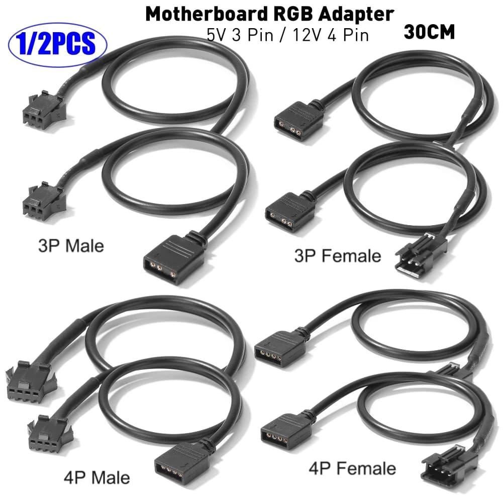 1/2PCS 5V 3 Pin / 12V 4 Pin 30cm Scheda Madre RGB Adattatore Cavo di Conversione per PC Computer HA CONDOTTO LA Luce di Striscia SM Linea di Filo