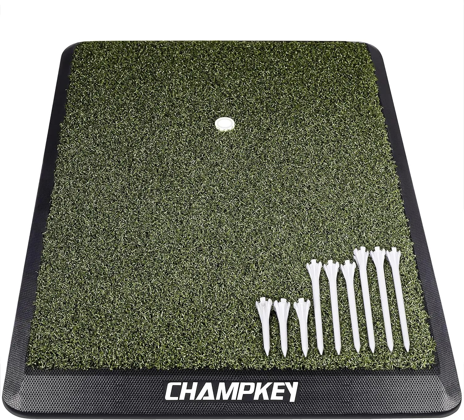 Tappetino da Golf con Tee in Gomma e 9 Tee in Plastica, Tappeto da Pratica Resistente in Erba Sintetica per Fairway o Tee Box